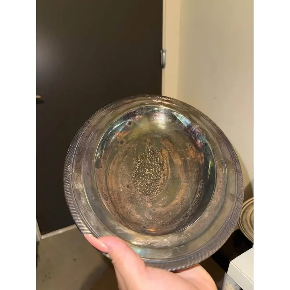 Vintage Silver-Plated Oval Serving Bowl with Rope Rim